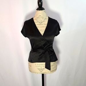 Vivienne Tam Black Silk Wrap Top